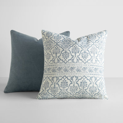 2-Pack Cotton Slub Decor Throw Pillows in Antique Floral