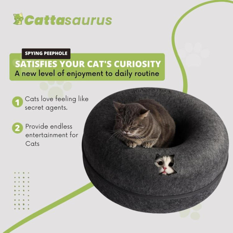 Lit pour chat Peekaboo, Grande taille: L 24 po x l 24 po, Gris foncé