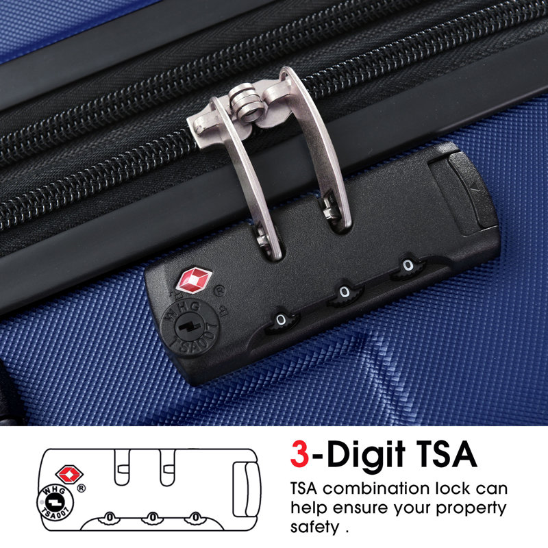 Valise rigide, valises en ABS léger et durable avec roues doubles, bagage à carreaux extensible de 24 po 24 po