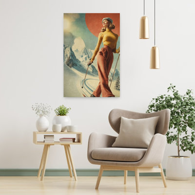 «Skiing Adventure Classic Elegant Retro Landscape Mountain», art mural