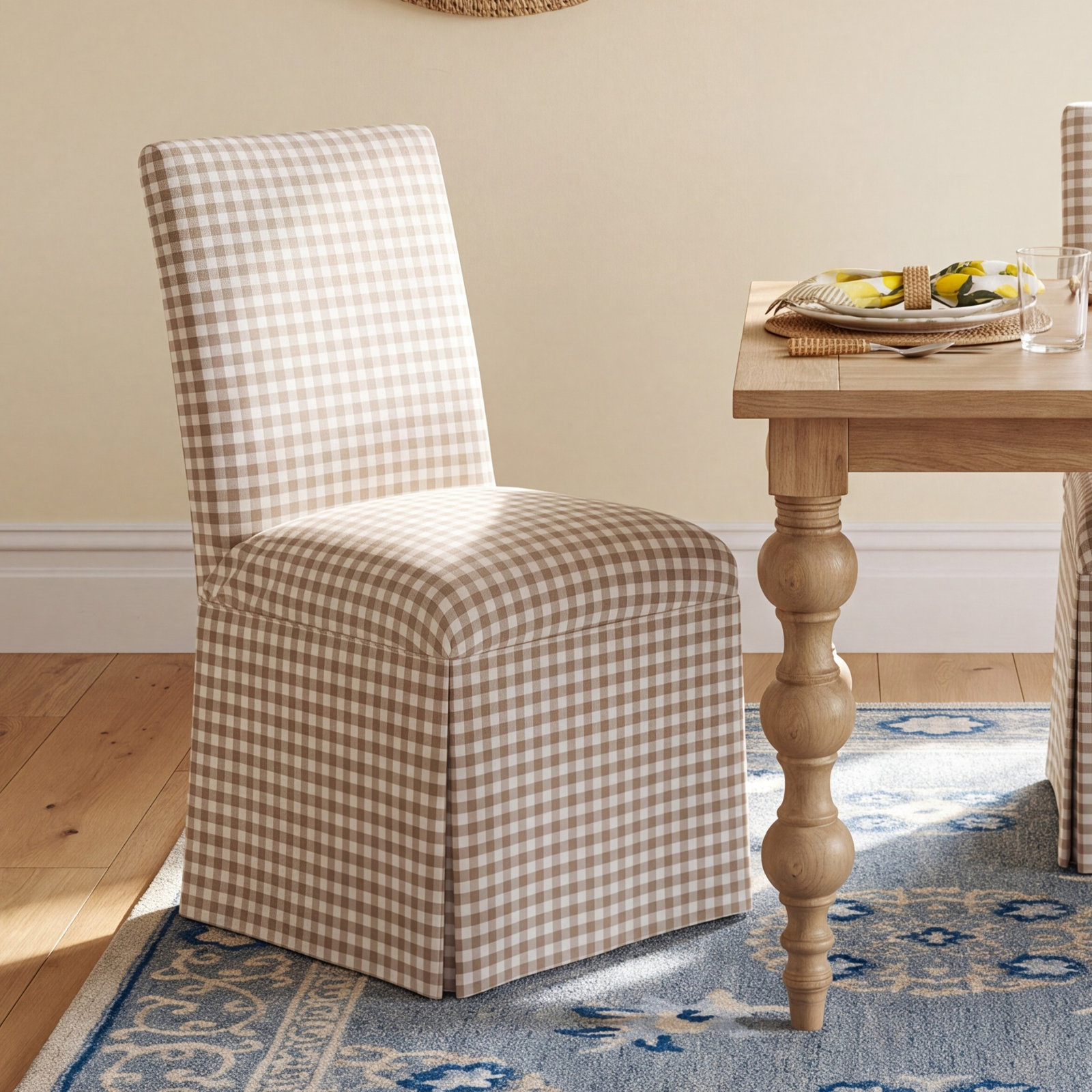 Silvia Parsons Dining Chair, Classic Gingham Tan