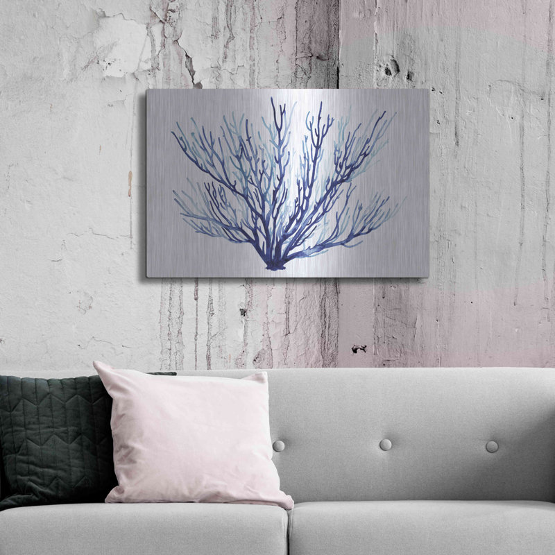 «Azure Fan II» par Grace Popp, art mural en métal, H 24 po x l 36 po