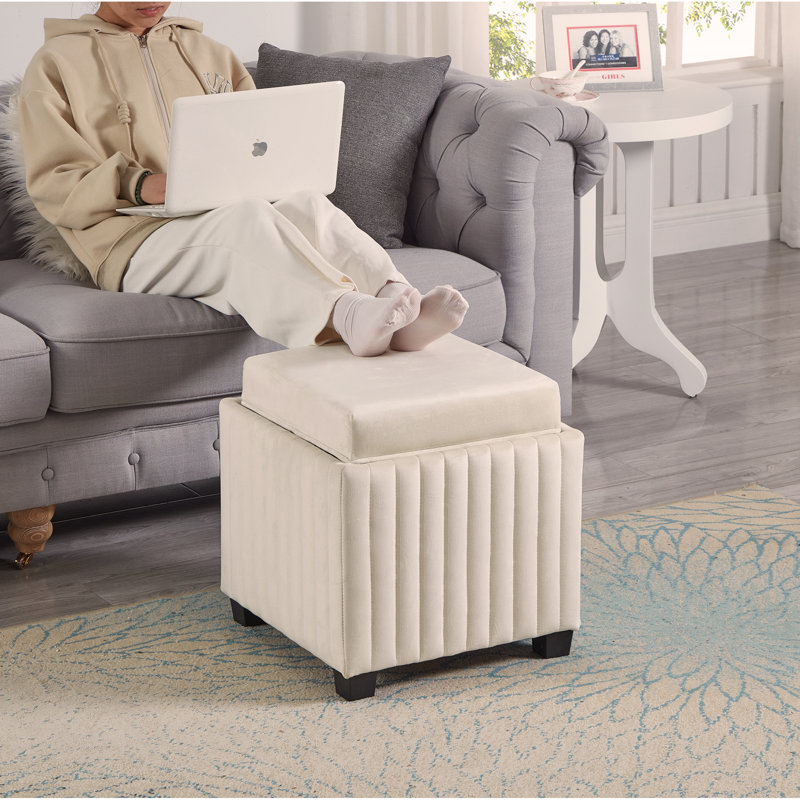 Banc de rangement 18 po CubeStorage, Beige