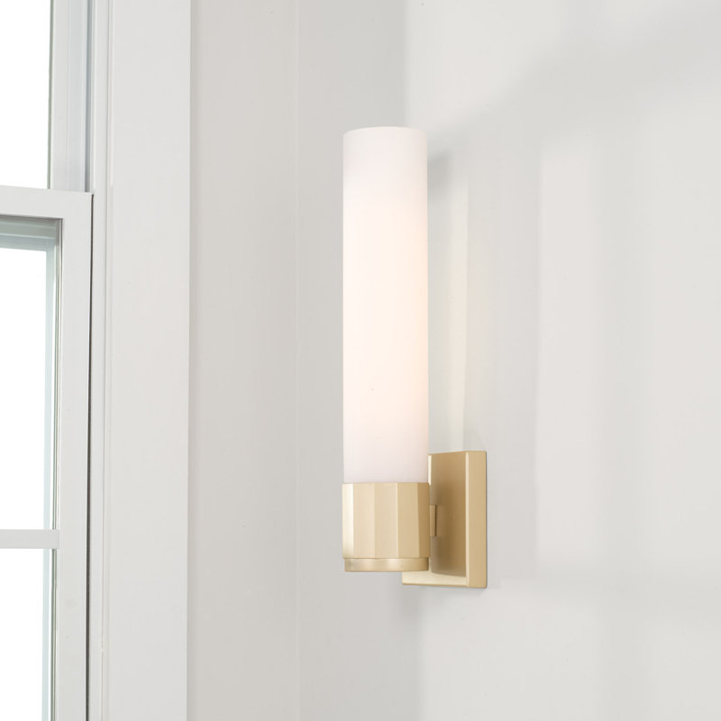 Soft Gold Dimmable Wall Sconce with White Glass