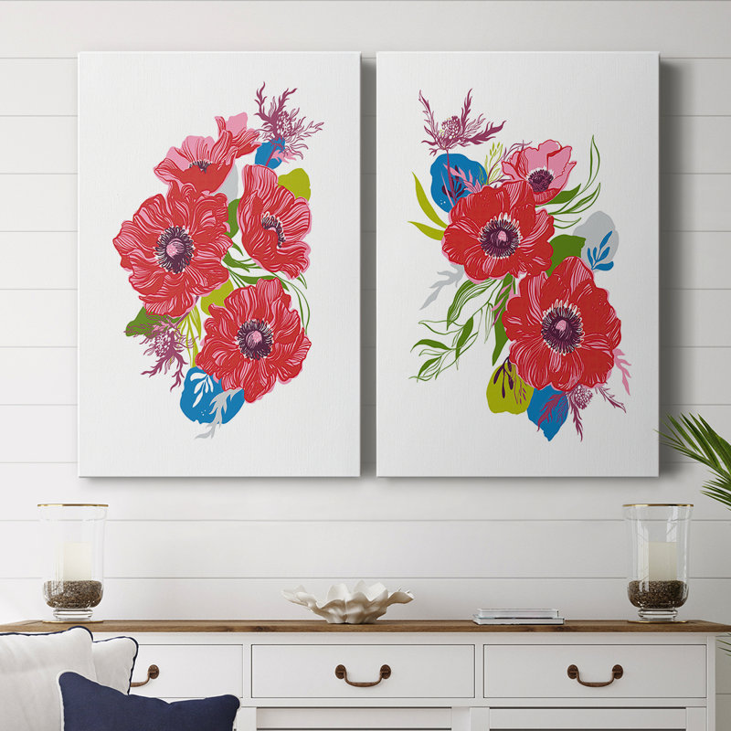 Toile tendue avec châssis I-Premium Brilliant Poppies - prêt à accrocher, H 36 po x l 48 po
