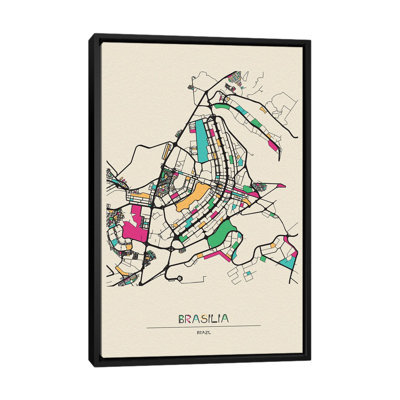 Brasilia, Brazil Map by Ayse Deniz Akerman - Print on Canvas