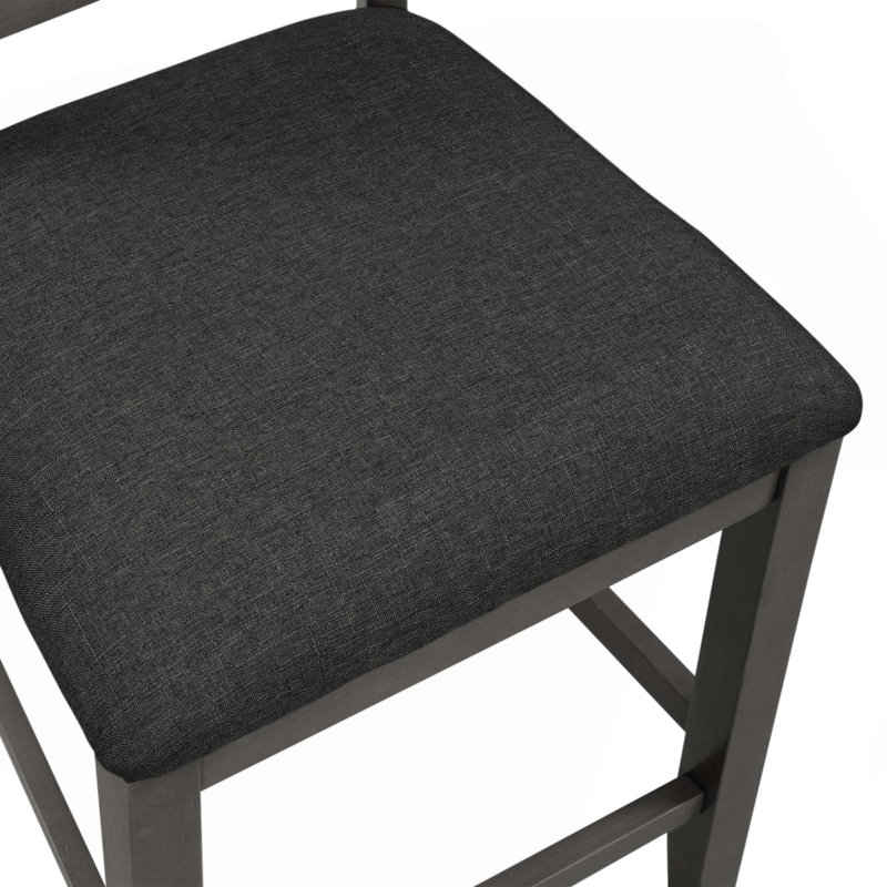 Ensemble de table de bar en bois 5 pièces à hauteur de comptoir avec 4 chaises, Gris, Grey