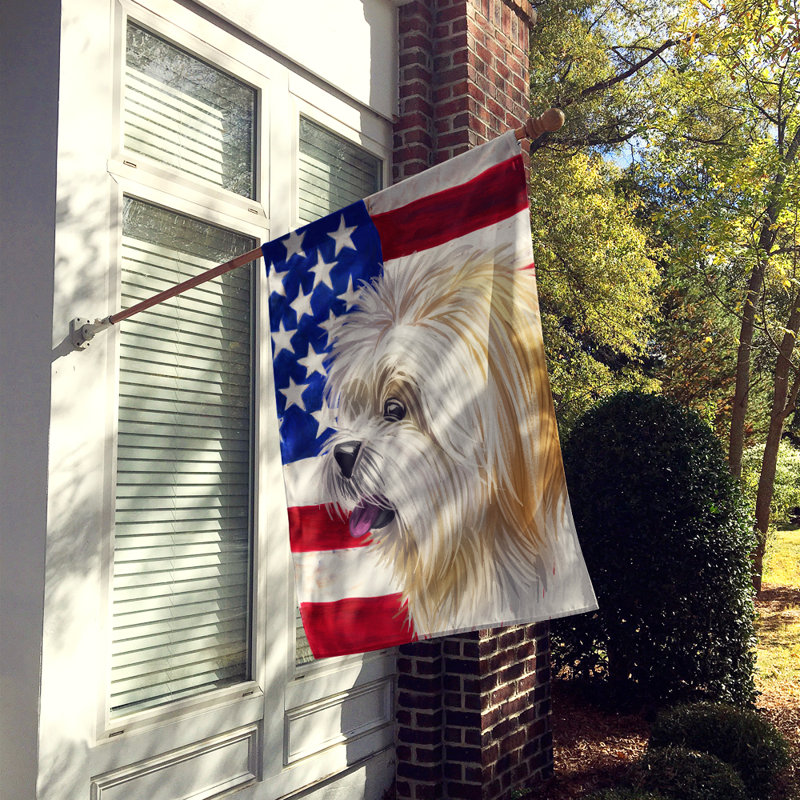Polyester à 2 côtés 28 x 40 po drapeau maison, Lhasa Apso