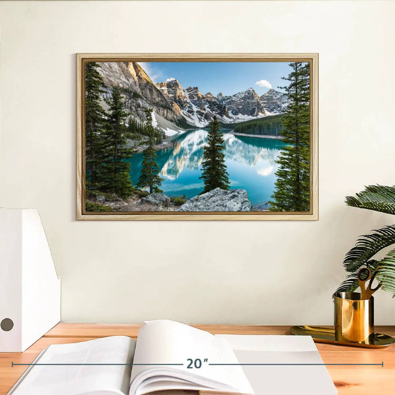 Moraine Lake Reflections, Cadre flottant en bois naturel, 13 po x 9 po