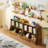 Extra Long Wall Mounted Shelves Set Of 4 With Heavy Duty Metal Brackets, Large Floating Shelves For Living Room, Bedroom, Bathroom, Kitchen, Modern Rustic Home Decor And Storage Solution