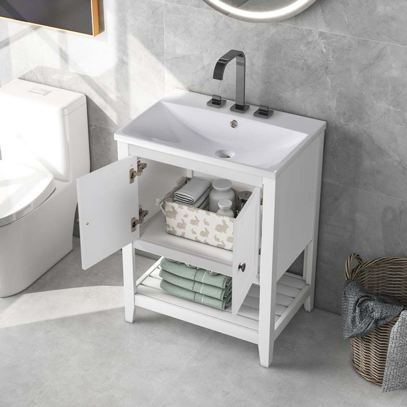 Lavabo de salle de bain 24 po, Blanc