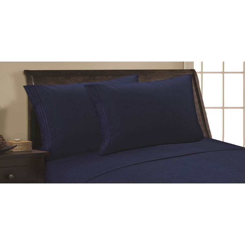 Taie d'oreiller luxueuse en microfibre à densité de tissage 1500 avec une finition douce et soyeuse, Marine, Double/Grand
