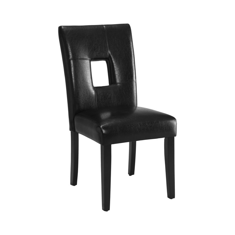 18 " H Faux Leather Upholstered Rubberwood Solid Wood Parsons Chair, Black