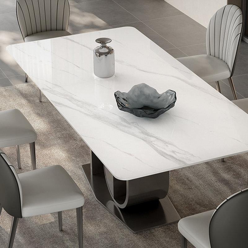 Light luxury fashion rectangular dining table set, 29.5"H x 70.8"L x 35.4"W