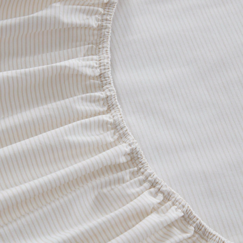 Ensemble de draps en coton percale blanc Martha Stewart, Ensemble de draps pour lit simple avec 1 taie d'or, Rayé blanc