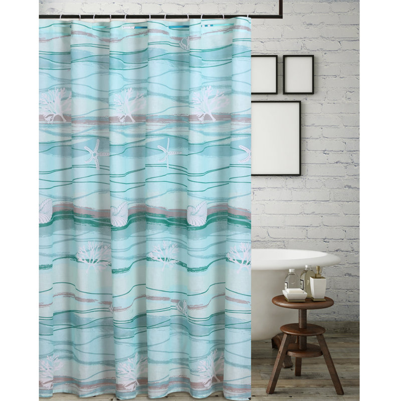 Maui Ocean Blue Polyester Beach Theme Shower Curtain 72" x 72"