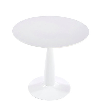 Table à piédestal 31,5 pouces de style Mid-Century moderne, table de salle à manger multifonctionnelle pour 4 à 6 personnes et grande table basse, plateau en panneau de fibres à densité moyenne blanc pour le salon, la cuisine et le bureau