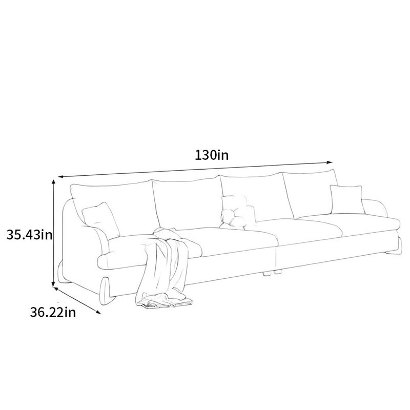 Canapé rond en tissu de style crème Log, H 35,43 po x l 130 po x P 36,22 po, 5
