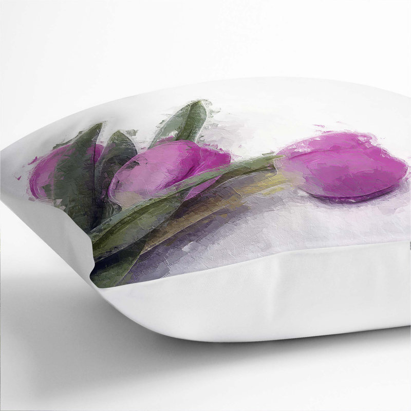 Floral Square Cushion, 55cm H x 55cm W x 20cm D, White