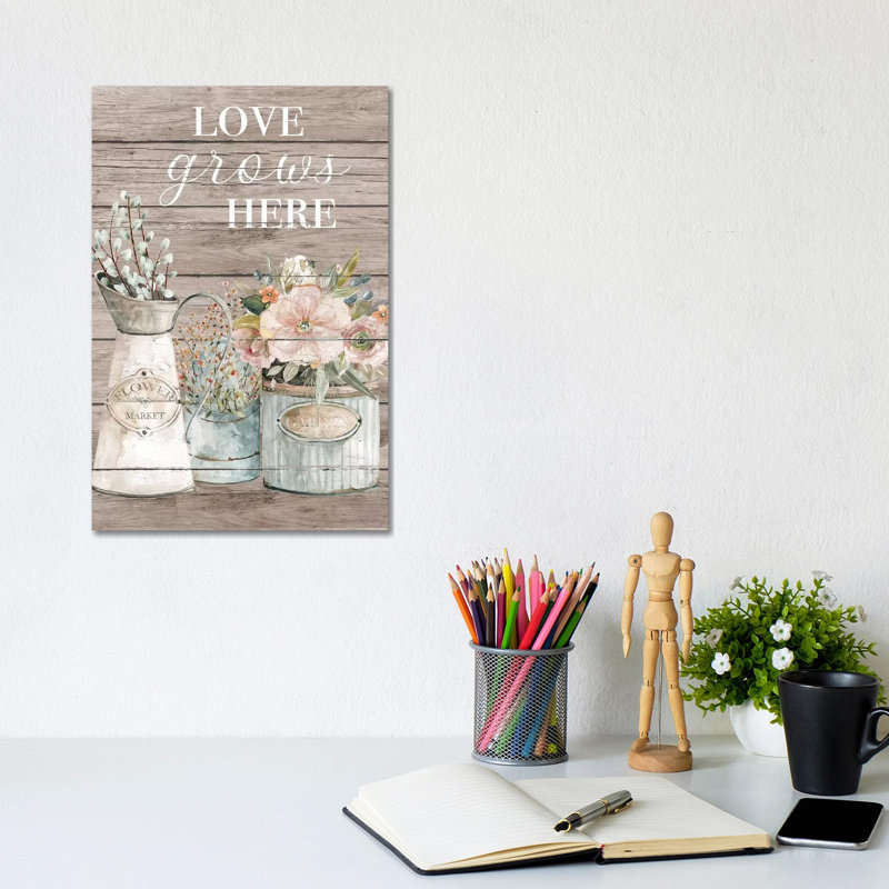 Love Grows Here by Carol Robinson - Print on Canvas, 20.32 cm H x 30.48 cm W, Wrapped Canvas
