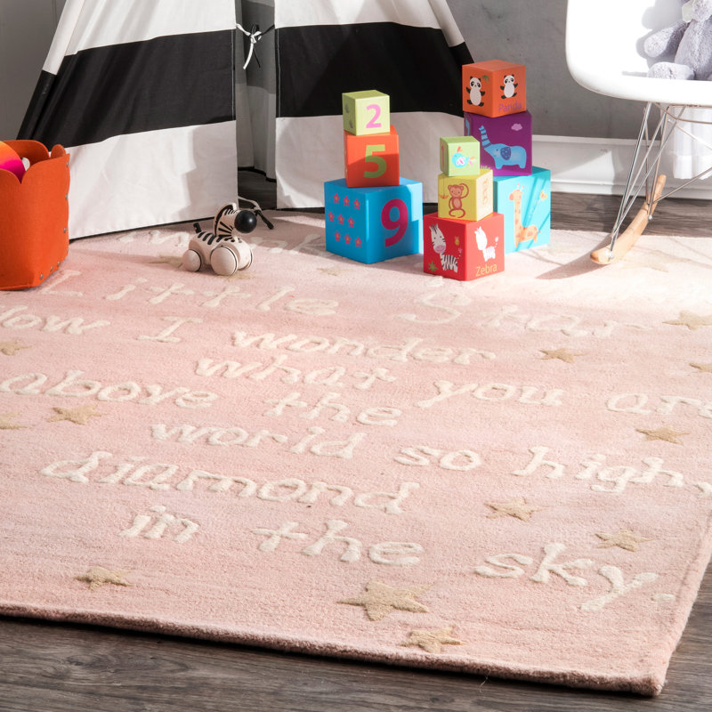 Tapis rose en laine touffeté à la main Abhinav, Rectangle 5 pi x 7 pi