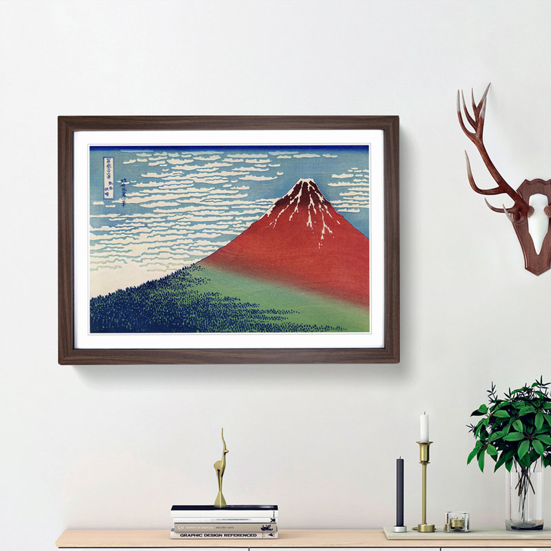 Fine Wind, Clear Morning by Katsushika Hokusai - Picture Frame Painting Print, 50cm H x 76cm W x 2cm D, Walnut