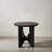 Sara Round Side End Table, 20 Inch Solid Mango Wood Top In Matte Black With Curved Legs