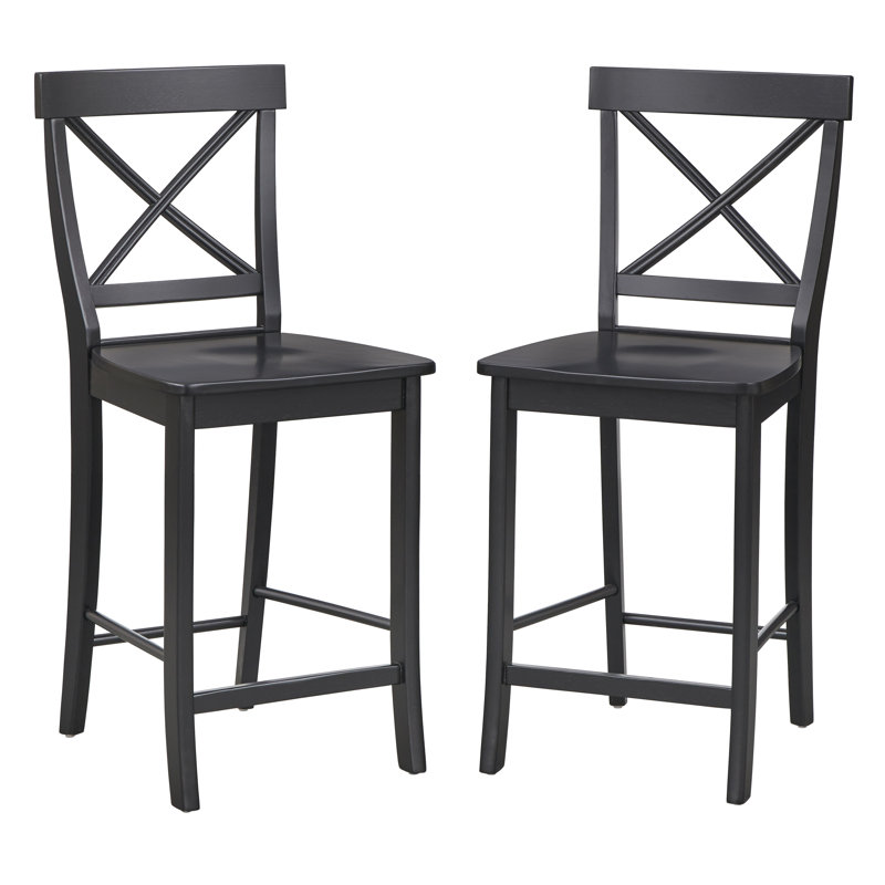 Winsley Counter Stool with Solid Wood Frame, Black