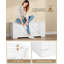 Coffre de rangement 42,9 po, grand coffre de rangement avec 2 charnières, banc en bois de style campagnard, coffre de rangement relevable, coffre d'entrée pour chambre à coucher, salon, blanc-110526355-110526354