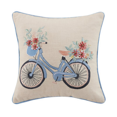 Embroidered Cotton Throw Pillow
