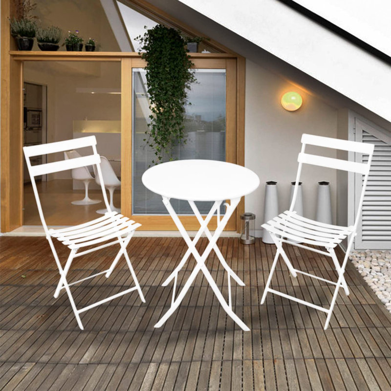 Biehle 2 - Person Patio Dining Set with Round Table, White