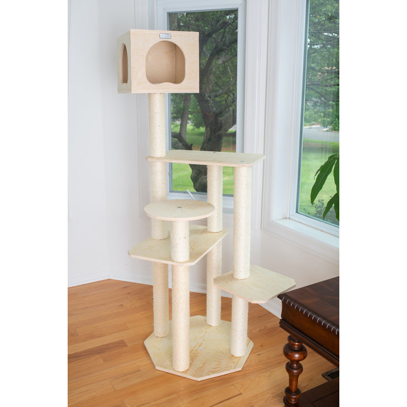 69'' Beige Scots Pine Cat Tree with Sisal Scratching Posts