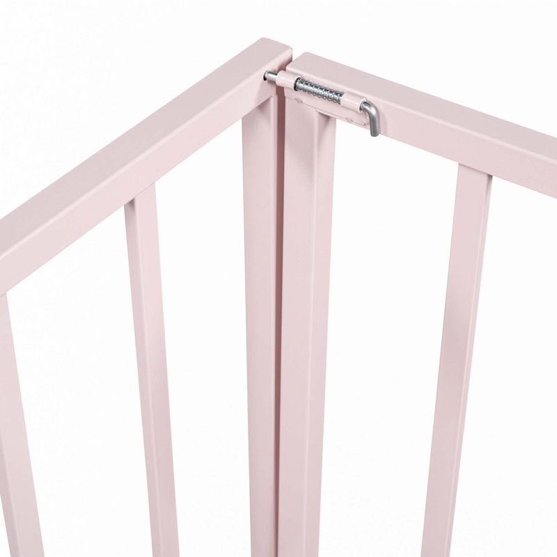 Structure de lit en métal avec clôture et porte, Grand, Rose