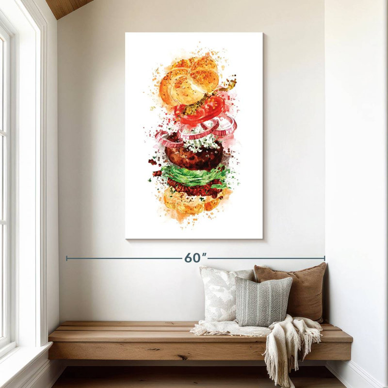 Burger Deconstructed Splatter, 48" H x 32" W