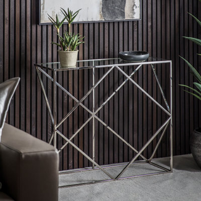 Shuler 90cm Glass Top Console Table