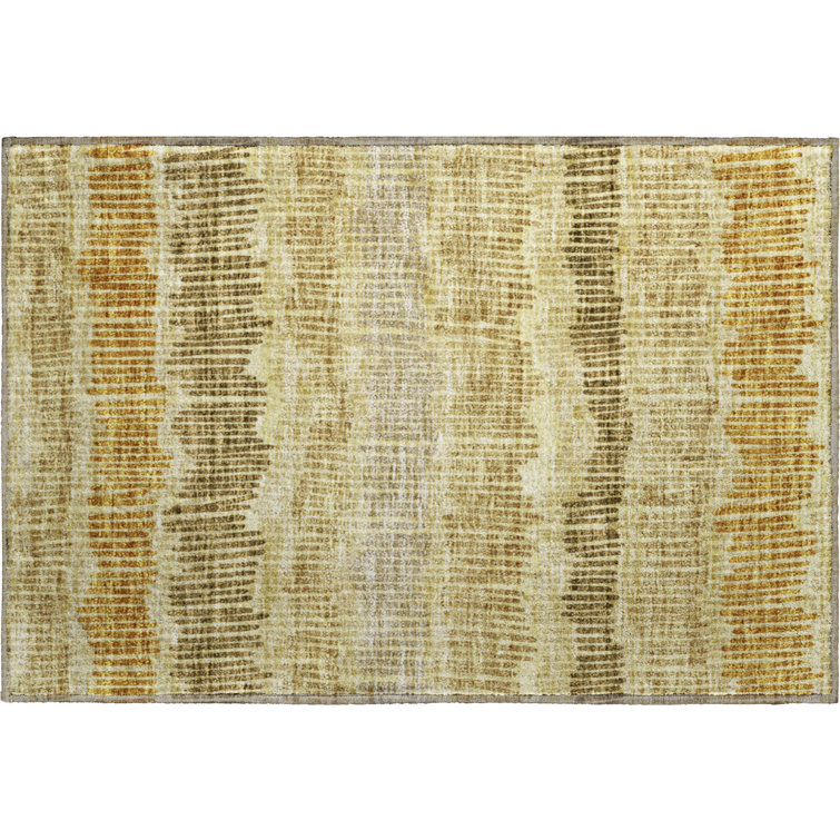 Premium Machine Washable Prisco Gold Rug
