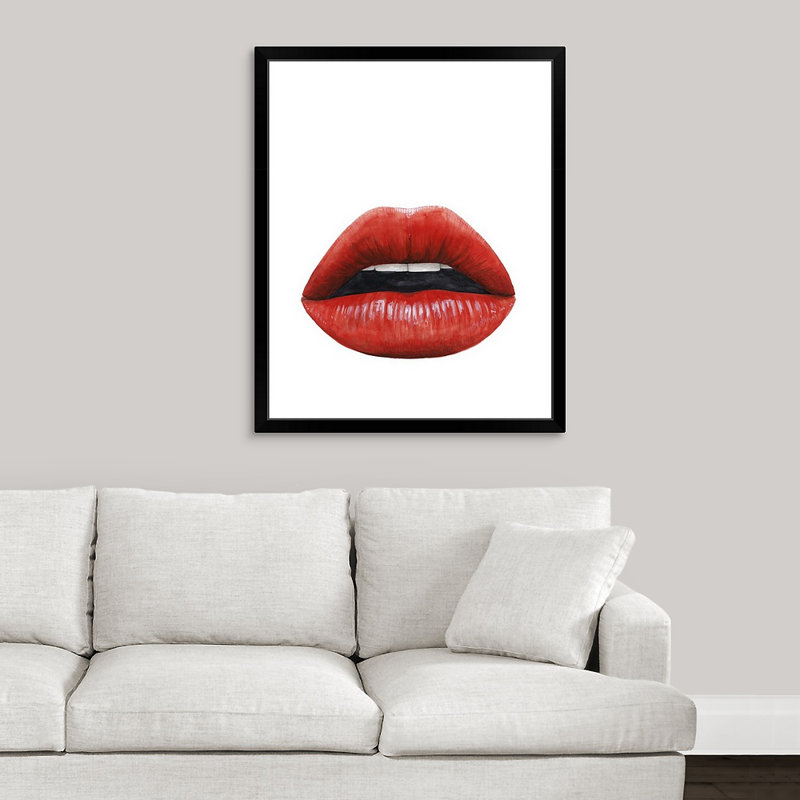 « baiser i », reproduction d’impression encadrée, H 18 po x l 15 po x P 1 po, Cadre noir