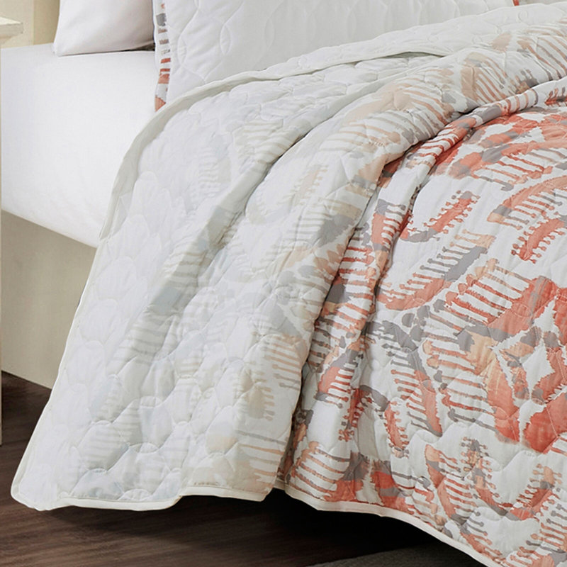 Ensemble de couvre-lit 3 pièces en microfibre orange / beige Briseis, Grand