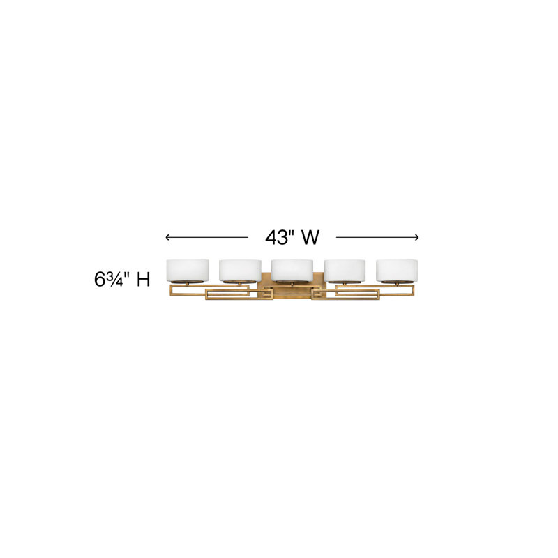 Brushed Bronze 5-Light Vanity Fixture with Etched Opal Glass Shades