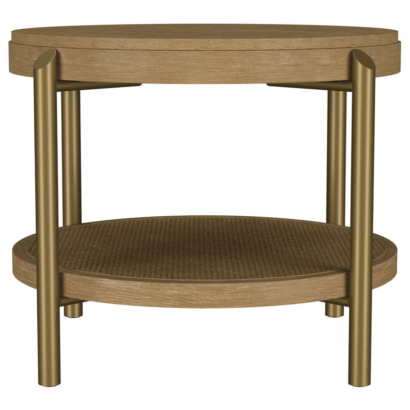 Table d'appoint ronde avec tablette de rangement Castleton, Sable lavé