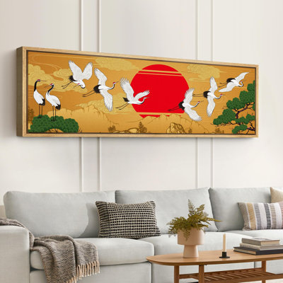 Crane Sunset Traditional Japanese Style Modern Art