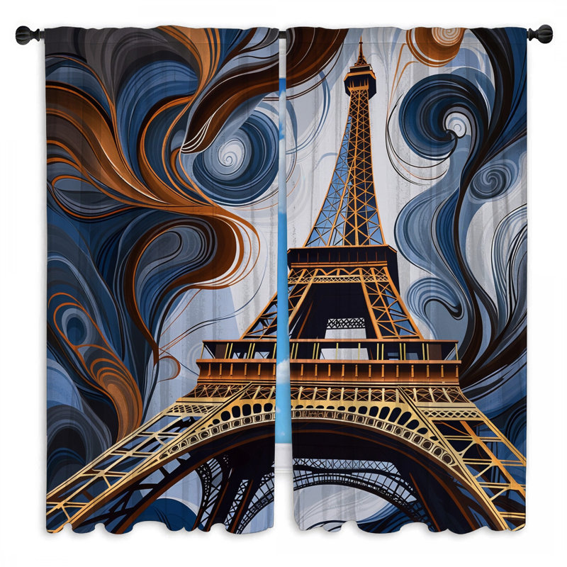 Rideaux de fenêtre Tour Eiffel obscurcissant et obscurcissant - 2 panneaux, 20in x 60in - 2 panels