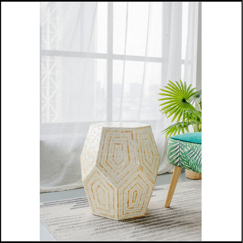 Tabouret Capiz Hexagonal 18 po x 18 po x 21 po