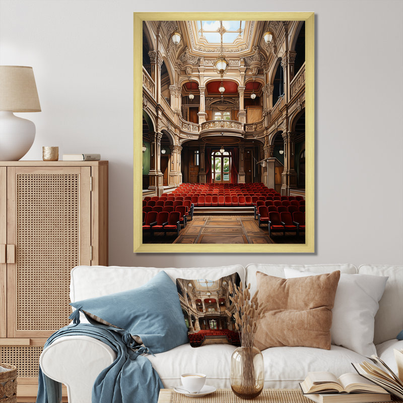 «Berniss Theatres Architecture Curtain Call II», reproduction sur toile, H 32 po x l 16 po x P 1 po, Encadrement doré