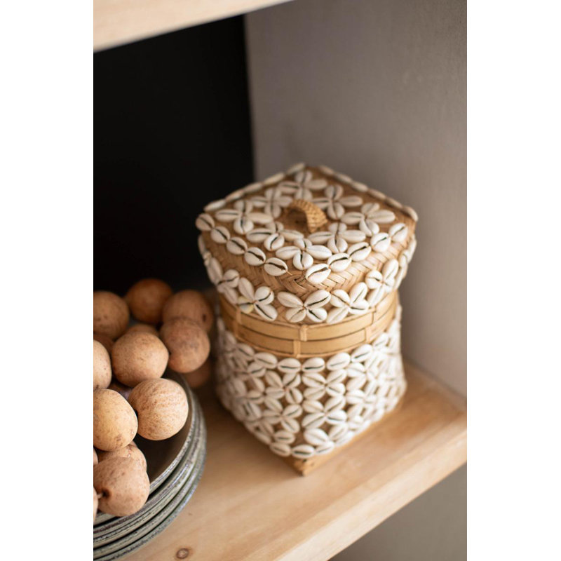 BAMBOU BOÎTE AVEC DÉTAIL DE COQUILLE