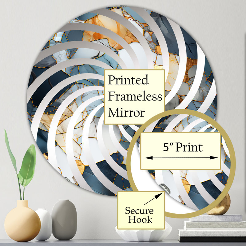 Motif de marbre Urban Oasis - Cercle de miroir décoratif Vortex, 23,6 po x 23,6 po