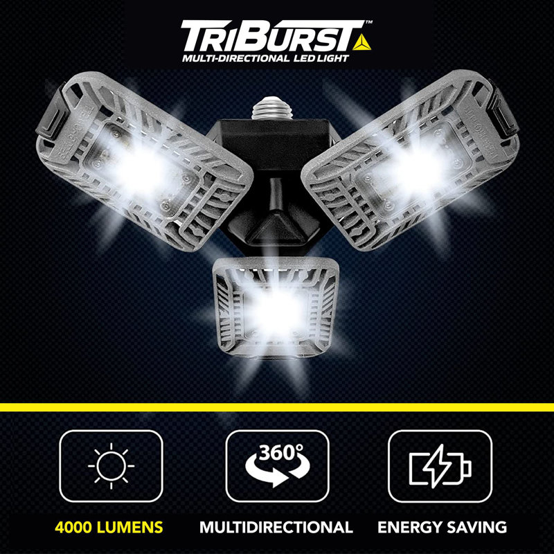 Bell+Howell Triburst Multi-Directional 4000 Lumens Light, Screws Onto Any Standard Light Socket