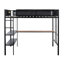 Lit mezzanine double en métal avec bureau et tablettes