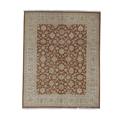 Hand-Knotted High-Quality Rust and Beige Area Rug