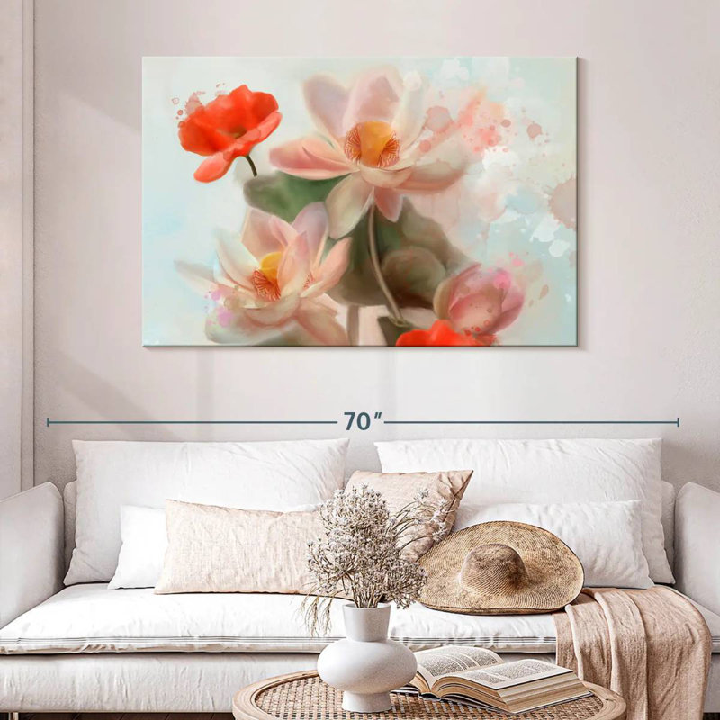 Harnek lys et coquelicots abstraits, H 32 po x l 48 po
